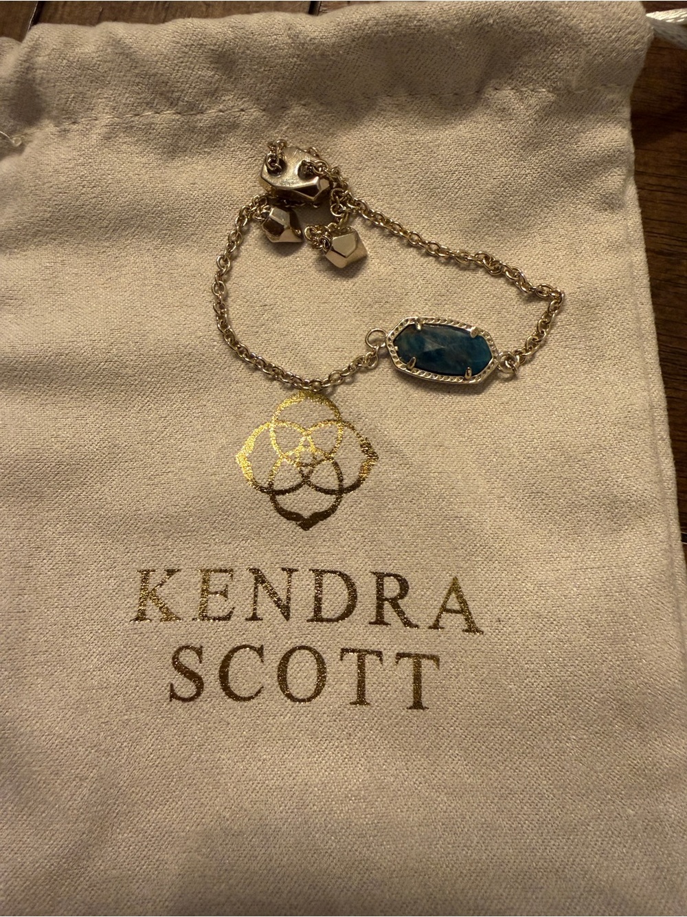Kendra Scott Blue Stone Gold-Tone Chain Bracelet